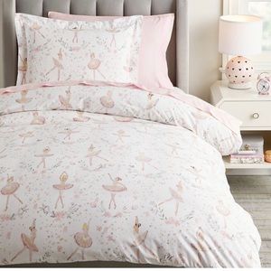 Pottery Barn Kids Twin Ballerina duvet cover, sham and accent pillow.